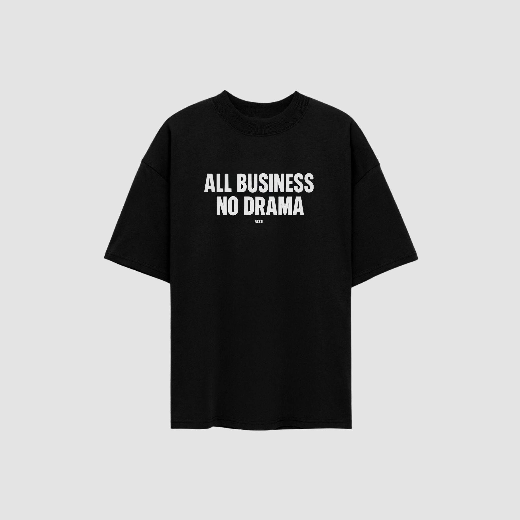 Business Only Oversized T-Shirt Bio-Baumwolle RIZE Frontprint Schwarz
