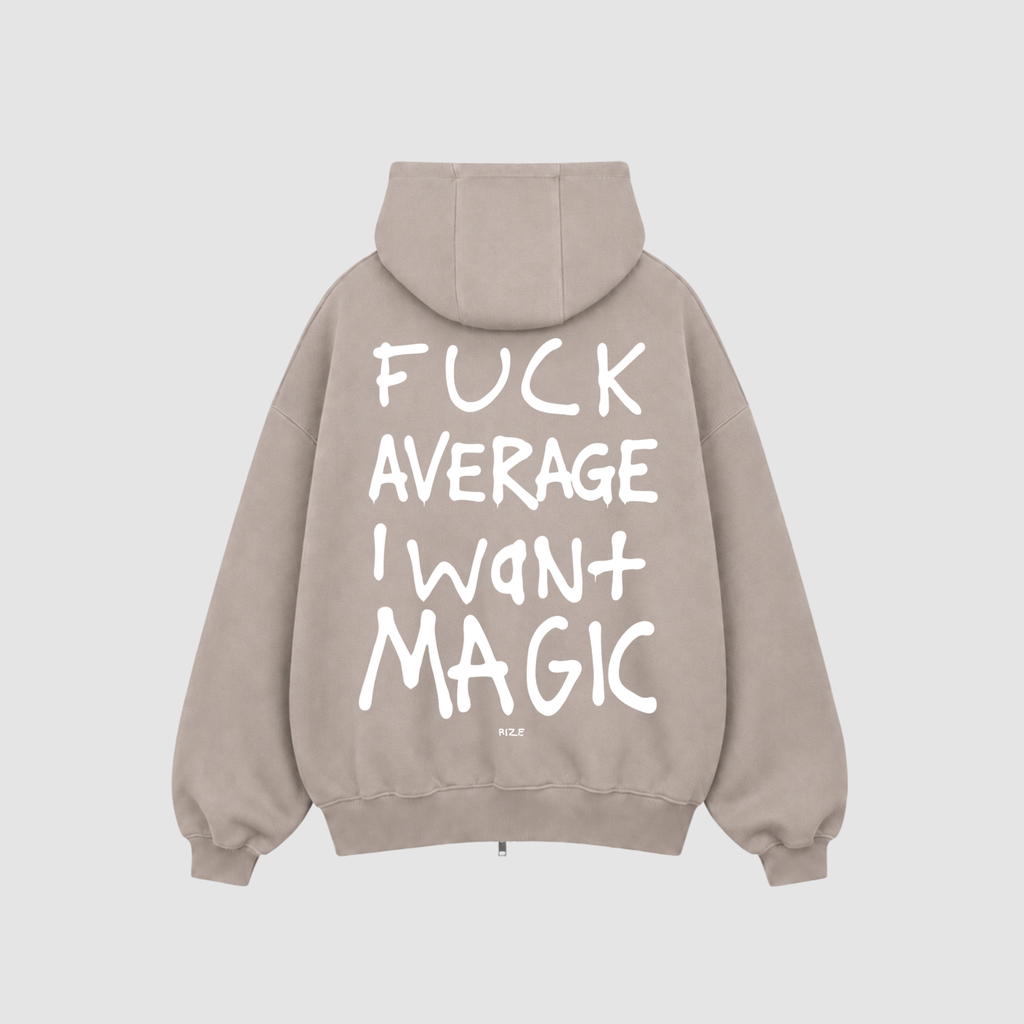 Zip Hoodie von RIZE mit Aufdruck: Fuck Average I Want Magic