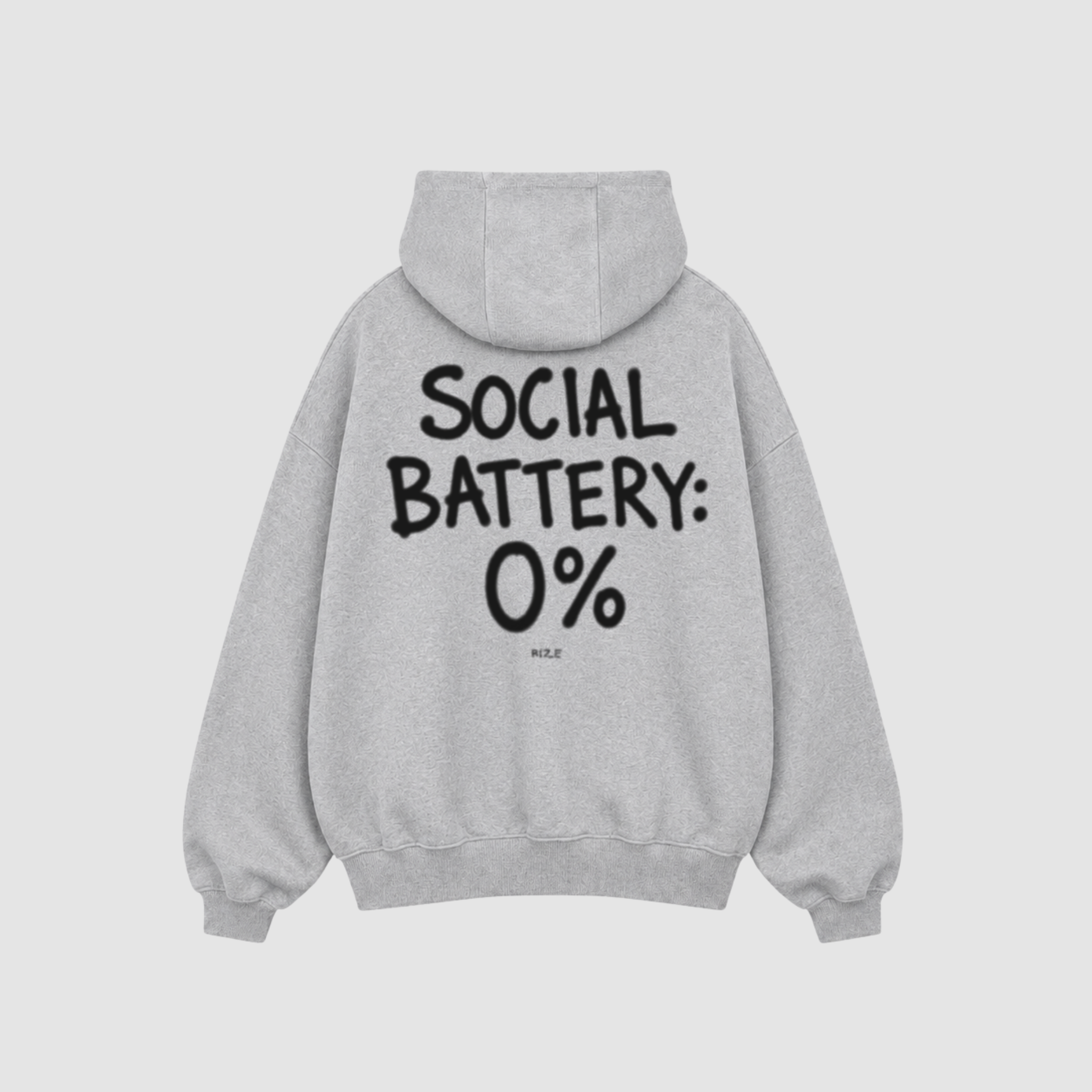 Hoodie von RIZE mit Aufdruck: Social Battery: 0%