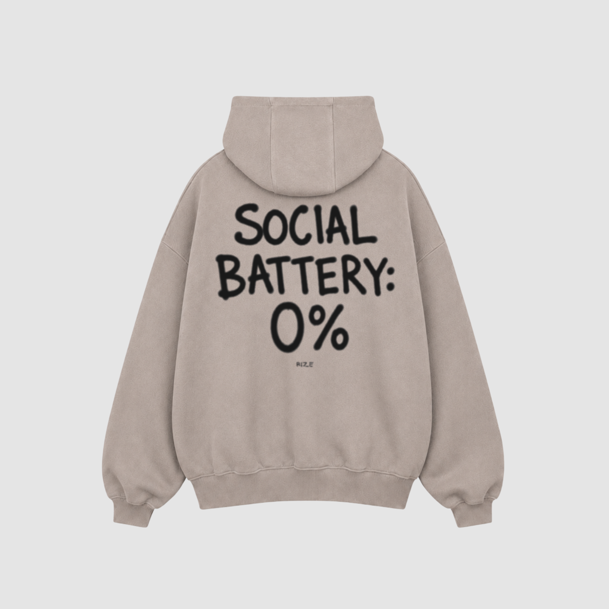 Hoodie von RIZE mit Aufdruck: Social Battery: 0%