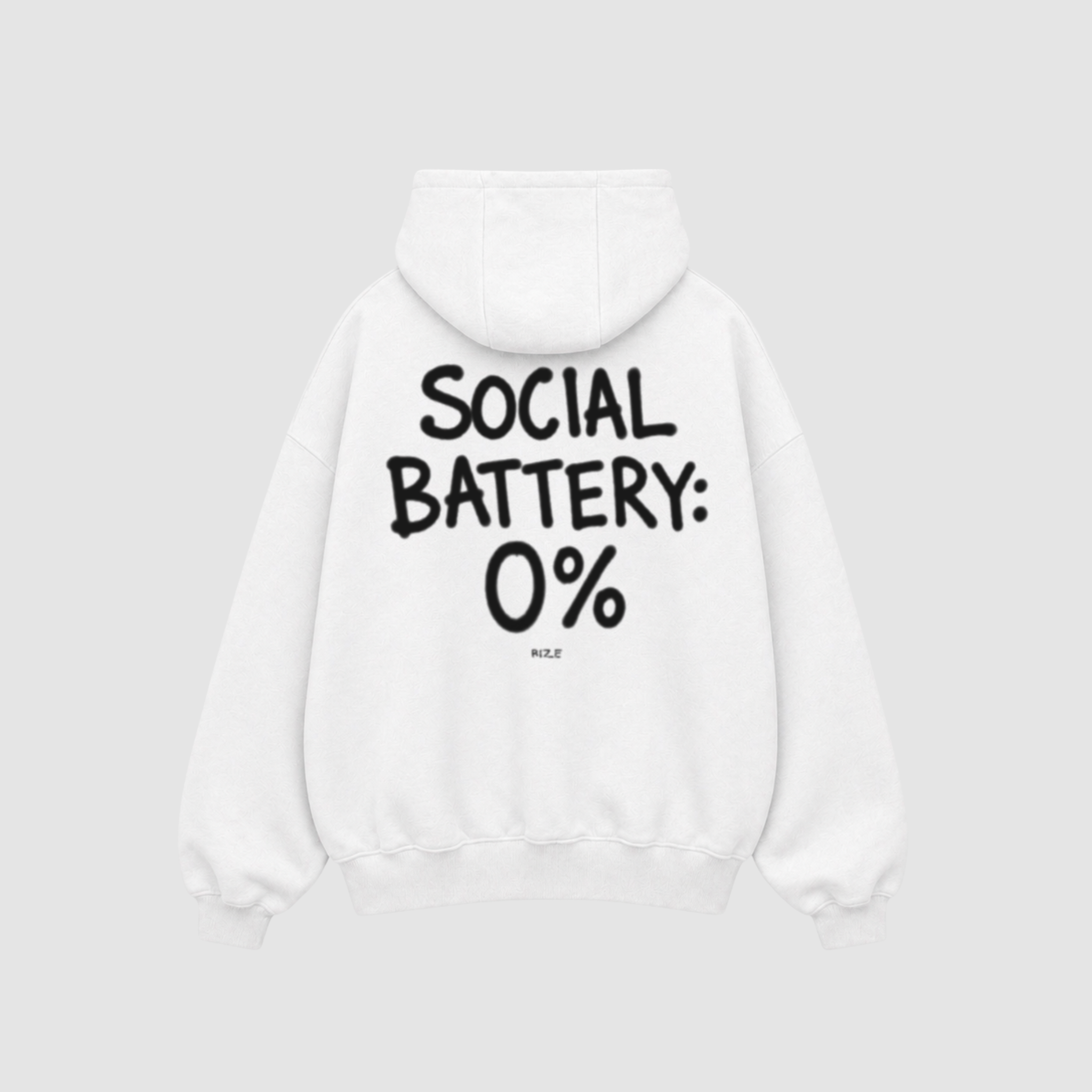 Hoodie von RIZE mit Aufdruck: Social Battery: 0%